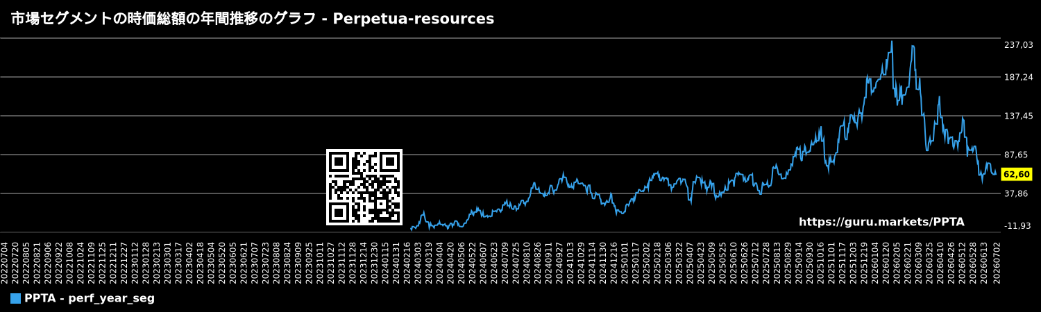 市場セグメントの時価総額の年間推移のグラフ - Perpetua-resources